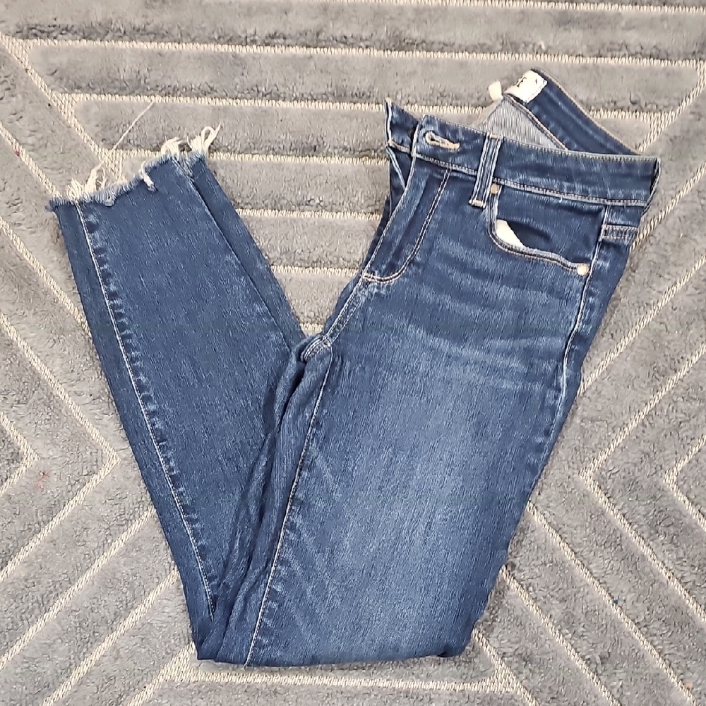 PAIGE Distressed Blue Ankle Jeans